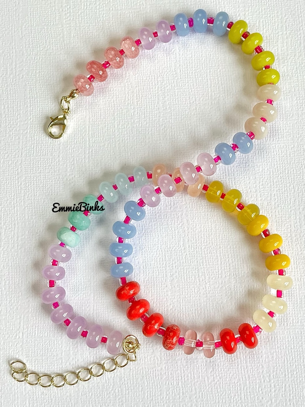 New Anthropologie Beaded Glass & Gemstone Dopamine Rainbow Necklace